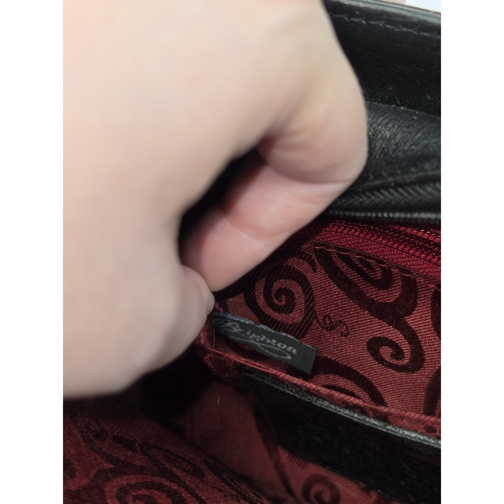 BRIGHTON Shoulder Bag Black Brown Leather Croc Embossed 12x9x3.75 Purse 3309 - Picture 3 of 15